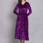 Women Velvet Elegant Party Wear Dress