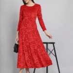 Women Velvet Elegant Party Wear Dress
