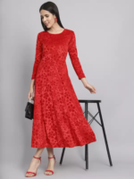 Women Velvet Elegant Party Wear Dress
