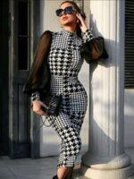 Women Daisy Black & White Elegant Stylish Dress - Image 3