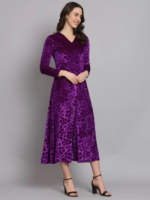 Women Velvet Elegant Party Wear Dress - Image 2