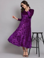 Women Velvet Elegant Party Wear Dress - Image 4