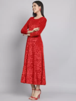 Women Velvet Elegant Party Wear Dress - Image 4