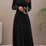 Women Velvet Elegant Party Wear Dress