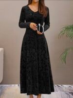 Women Velvet Elegant Party Wear Dress