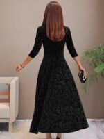 Women Velvet Elegant Party Wear Dress - Image 2