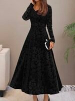 Women Velvet Elegant Party Wear Dress - Image 3