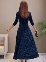 Women Velvet Elegant Party Wear Dress - Image 2
