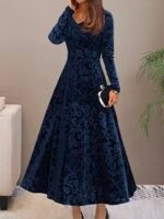 Women Velvet Elegant Party Wear Dress - Image 3