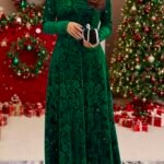 Women Velvet Elegant Party Wear Dress