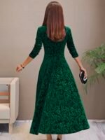 Women Velvet Elegant Party Wear Dress - Image 2