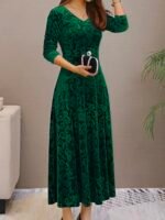 Women Velvet Elegant Party Wear Dress - Image 3