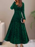 Women Velvet Elegant Party Wear Dress - Image 4