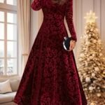 Women Velvet Elegant Party Wear Dress
