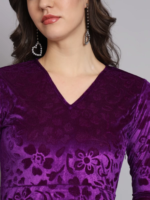 Women Velvet Elegant Party Wear Dress - Image 5