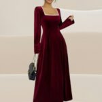 Woollen Velvet A-Line Midi Dress