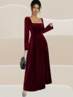 Woollen Velvet A-Line Midi Dress